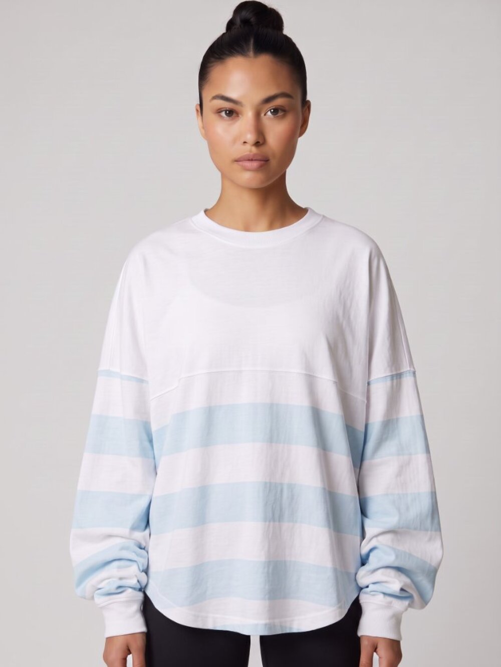 Spirit Jersey Oversized Long Sleeve Colorblock Striped Tee NWOT